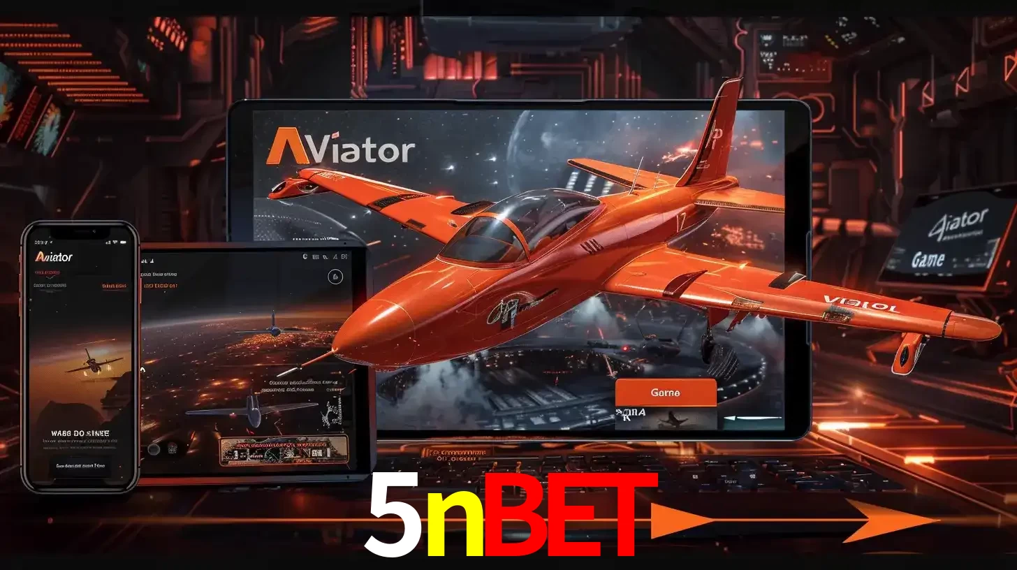 Apresentação tecnológica do jogo Aviator com um avião saindo da tela de um tablet, demonstrando a experiência imersiva em múltiplos dispositivos no 5nbet.