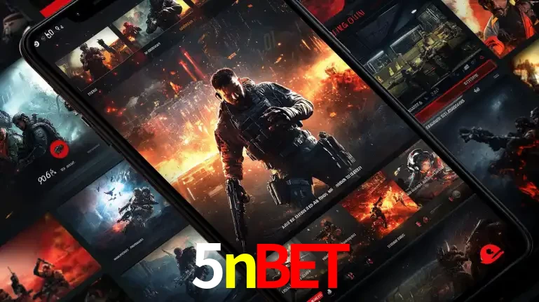 Tela de um celular exibindo uma galeria de jogos de tiro com temática militar, mostrando a variedade de e-sports disponíveis para apostas na plataforma de entretenimento 5nbet.