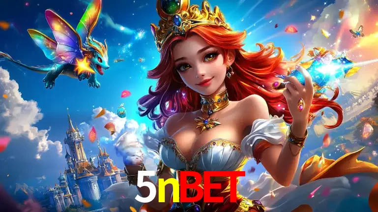 A princesa de um reino de fantasia mágico, com seu pequeno dragão, apresentando um mundo de prêmios encantados nos jogos de caça-níqueis do cassino 5nbet.